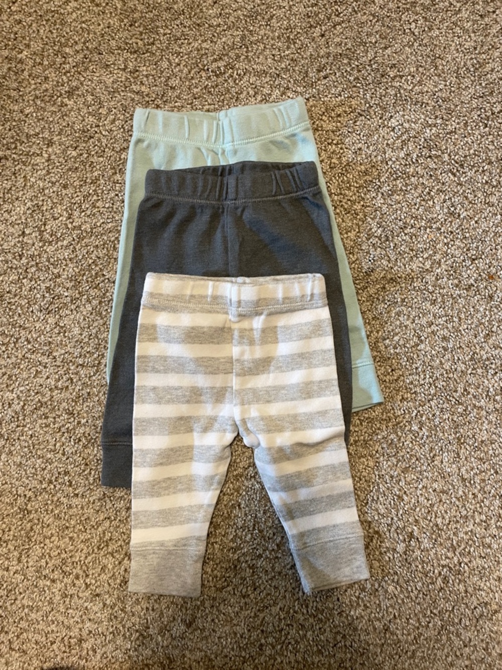 Cloud island 3-Pack Baby Leggings Set - Mint, Charcoal, Gray Stripe